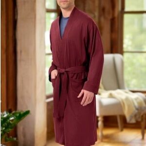 The Vermont Country Store Unisex Comfort Knit Cotton Wrap Robe Size Med